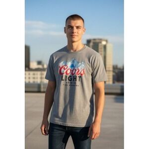 Coors Light Beer Shirt Mens Small Gray Americana Graphic‎ Tee Cold As Rockies